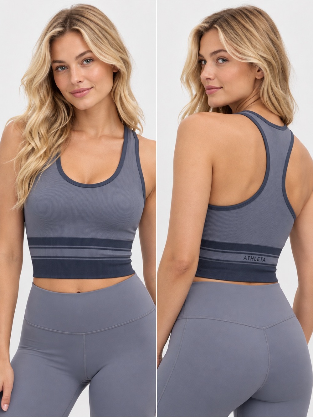 NWT Athleta Recharge Seamless Racerback Tank Gray Crop Top